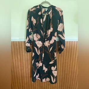 A New Day Floral Black/Very Dark green midi dress